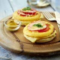 Omelette Patties Build - Open Breakfast Muffin HERO Omelette Patties Build - Open Breakfast Muffin HERO